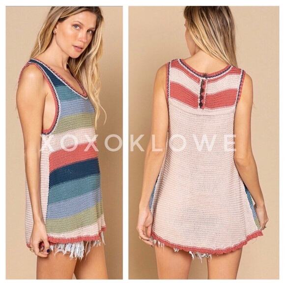 NWOT! POL Striped Sleeveless Sweater Top – Relaxed Fit - Picture 2 of 8